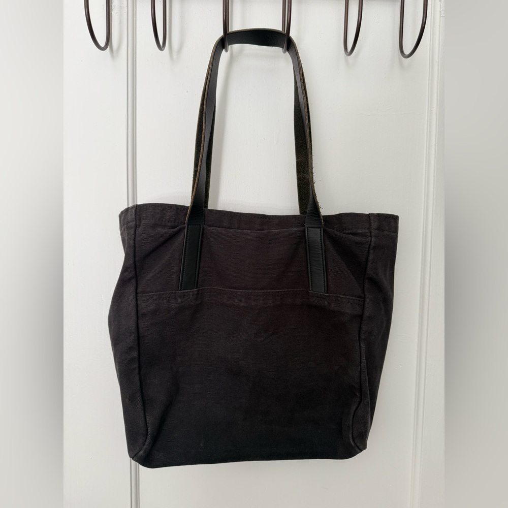 Black canvas and leather tote